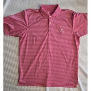 FG Tech Polo Shirt Mens XX Pink/White  Striped Golf Performance -Cobblestone GC